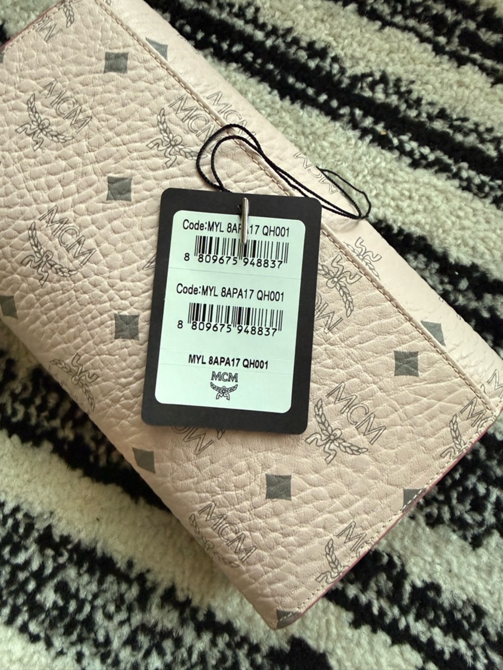 MCM Light Pink Logo Envelope Wallet with Gold Lock - Picture 3 of 7